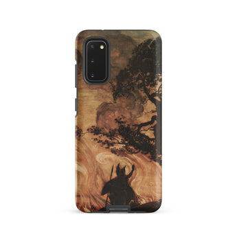 Wotan Looks Back at Brunnhilde - Arthur Rackham Samsung Case, Galaxy S20 / Matte, Phone Case Stylized Painting Horned Figure Fiery Landscape
