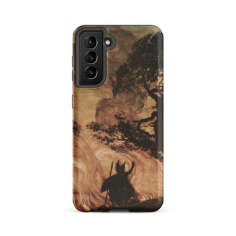 Wotan Looks Back at Brunnhilde - Arthur Rackham Samsung Case, Galaxy S21 Fe / Matte, Phone Case Dark Artistic Depiction Horned Figure Staff