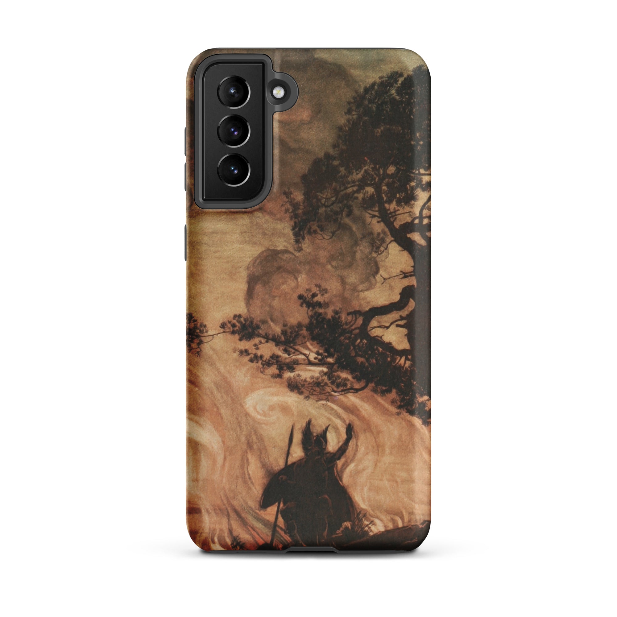 Wotan Looks Back at Brunnhilde Arthur Rackham Samsung Case, Galaxy S21 Plus / Matte, Smartphone Case Fantasy Art Design Horned Figure Spear