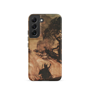 Wotan Looks Back at Brunnhilde - Arthur Rackham Samsung Case, Galaxy S22 / Matte, Smartphone Case Silhouette Horned Figure Staff Tree Fiery