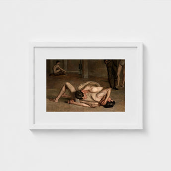 Wrestlers - Thomas Eakins Art Print / Canvas Eakins’s Holds, Oil Catches Two, Nude, Male, Athletes, Exact Moment Mastery, Collapse Trade