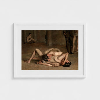 Wrestlers - Thomas Eakins Art Print / Canvas Eakins’s Holds, Oil Catches Two, Nude, Male, Athletes, Exact Moment Mastery, Collapse Trade