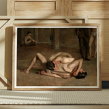 Wrestlers - Thomas Eakins Art Print / Canvas, Eakins’s Wrestlers Holds, Oil Catches Two, Catches Two Nude, Two Nude Male, Nude Male