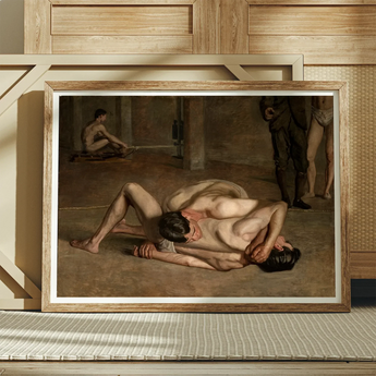 Wrestlers - Thomas Eakins Art Print / Canvas, Eakins’s Wrestlers Holds, Oil Catches Two, Catches Two Nude, Two Nude Male, Nude Male