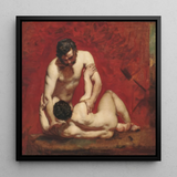 Wrestlers - lámina artística de William Etty / Lienzo, 12x12’’ / 31x31cm / Marco negro, pósteres, impresiones y arte visual, Toby Leon