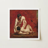 Wrestlers - William Etty Art Print / Canvas Two Male Figures, Fold, Standing Man’s Dark, Beard, Compressed Gaze Anchor, Prints