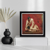 Wrestlers - William Etty Art Print / Canvas Black-framed Art Print Classical Painting Two Nude Figures Male Figures, Fold, Standing Man’s