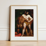 The Wrestlers - William Etty Homoerotic Art Print / Canvas, 12x16’’ / 31x41cm / Natural Frame / Matboard, Posters Prints & Visual Artwork,