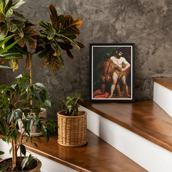 The Wrestlers - William Etty Homoerotic Art Print, Classical Art Print Black Frame Mythological Scene