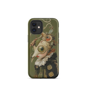 Xennie - Cute Baroque Alien Art Iphone Case, 12 Mini / Matte, Olive Green Phone Case Surreal Art