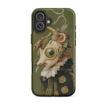 Xennie - Cute Baroque Alien Art Iphone Case, 16 Plus / Matte, Olive Green Phone Case Surreal Art