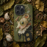 Xennie - Cute Baroque Alien Art Iphone Case Olive Green Phone Case Detailed Steampunk-inspired Illustration Fantastical Baroque Excess,