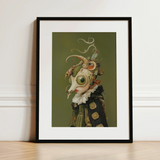 Xennie - Cute Baroque Alien Art Print / Canvas, 12x16’’ / 31x41cm / Black Frame / Matboard, Posters Prints & Visual Artwork, Toby Leon