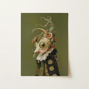 Xennie - Cute Baroque Alien Art Print / Canvas, 12x16’’ / 31x41cm / Unframed / no Border, Posters Prints & Visual Artwork, Toby Leon