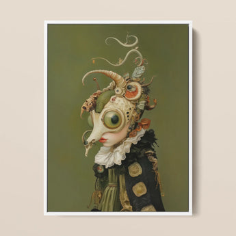 Xennie - Cute Baroque Alien Art Print / Canvas, 12x16’’ / 31x41cm / White Frame, Posters Prints & Visual Artwork, Toby Leon