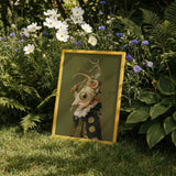Xennie - Cute Baroque Alien Art Print / Canvas Framed Artwork Whimsical Surreal Portrait Ornate Creature Green Xennie Gazes, Alien
