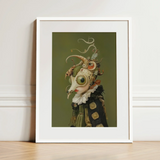 Xennie - Cute Baroque Alien Art Print / Canvas Framed Art Print Surreal Steampunk-inspired Portrait Figure Ornate Xennie Gazes, Alien