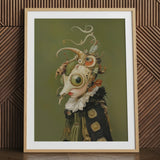 Xennie - Cute Baroque Alien Art Print / Canvas Framed Art Print Surreal Whimsical Portrait Figure Elaborate Xennie Gazes, Alien Innocence,