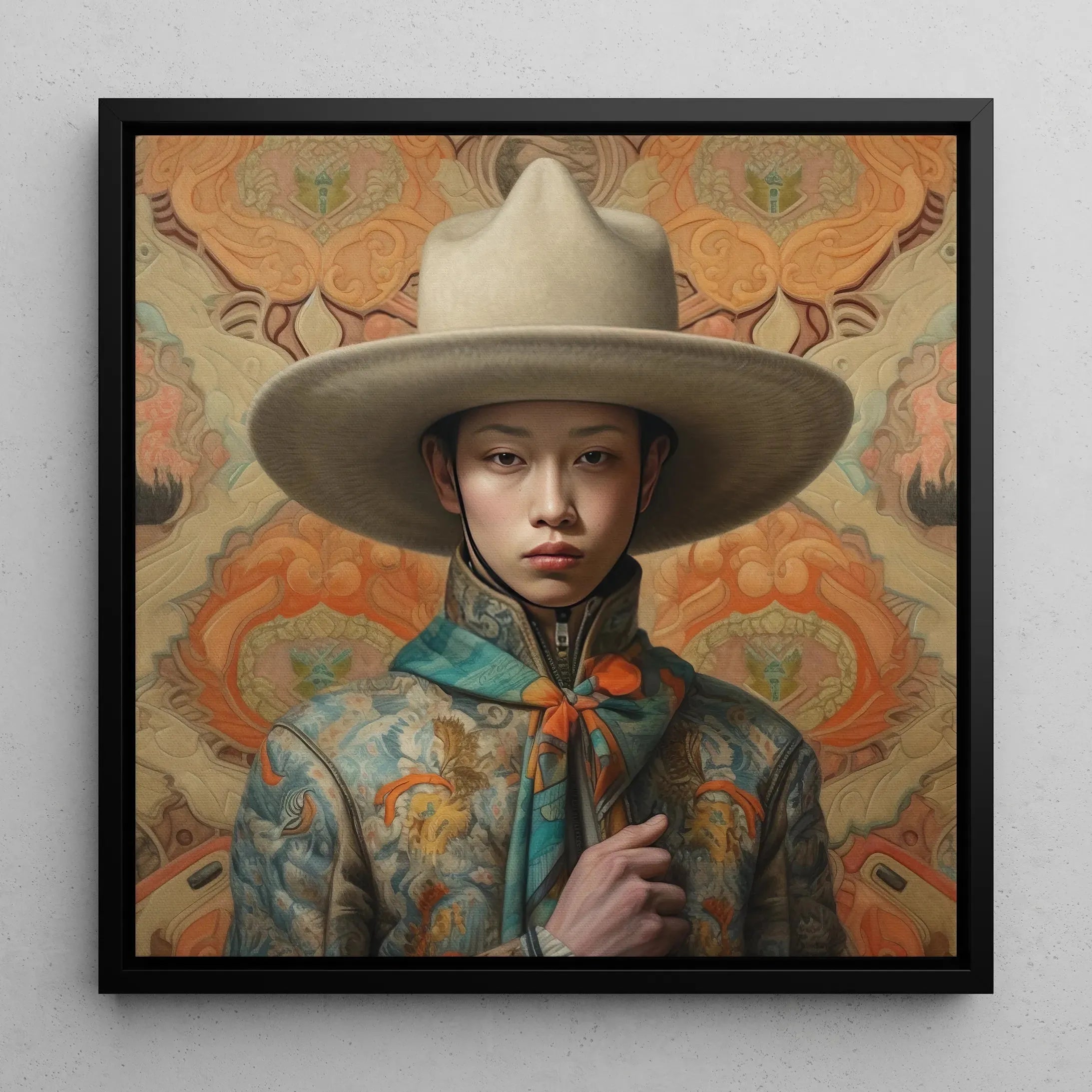 Xiang - Gay Chinese Cowboy Framed Canvas - Gaysian Queerart - Posters Prints & Visual Artwork - Aesthetic Art