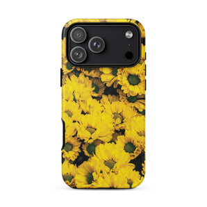 Yellow Brick Road - Chrysanthemum Iphone Case 17 Pro Max / Matte Yellow Floral Phone Case Black Background Textured Surface Brick Road,