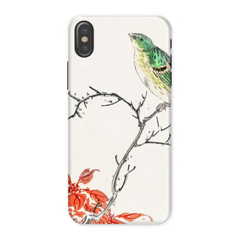 Yellow Bunting Bird - Numata Kashu Phone Case Iphone x / Matte Phone Case Watercolor-style Illustration Green Bird Perched Branch Numata
