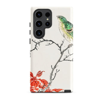 Yellow Bunting Bird - Numata Kashu Phone Case Samsung Galaxy S23 Ultra / Matte White Phone Case Delicate Illustration Green Bird Perched
