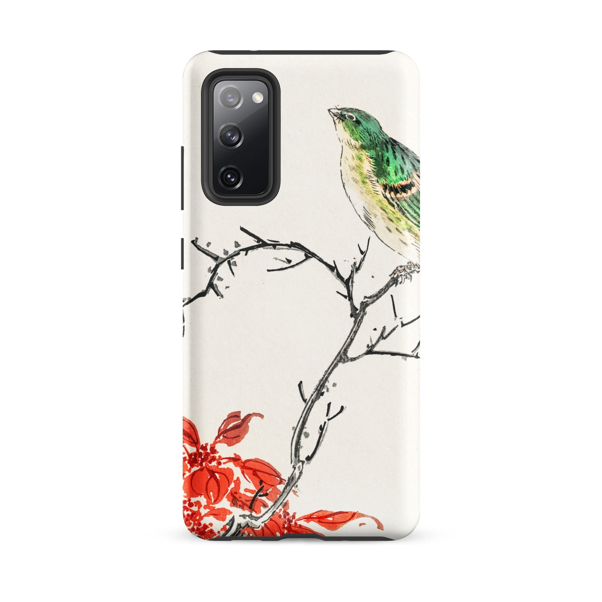 Yellow Bunting Bird Numata Kashu Samsung Case, Galaxy S20 Fe / Matte, Smartphone White Case Painted Bird Branch Red Leaves