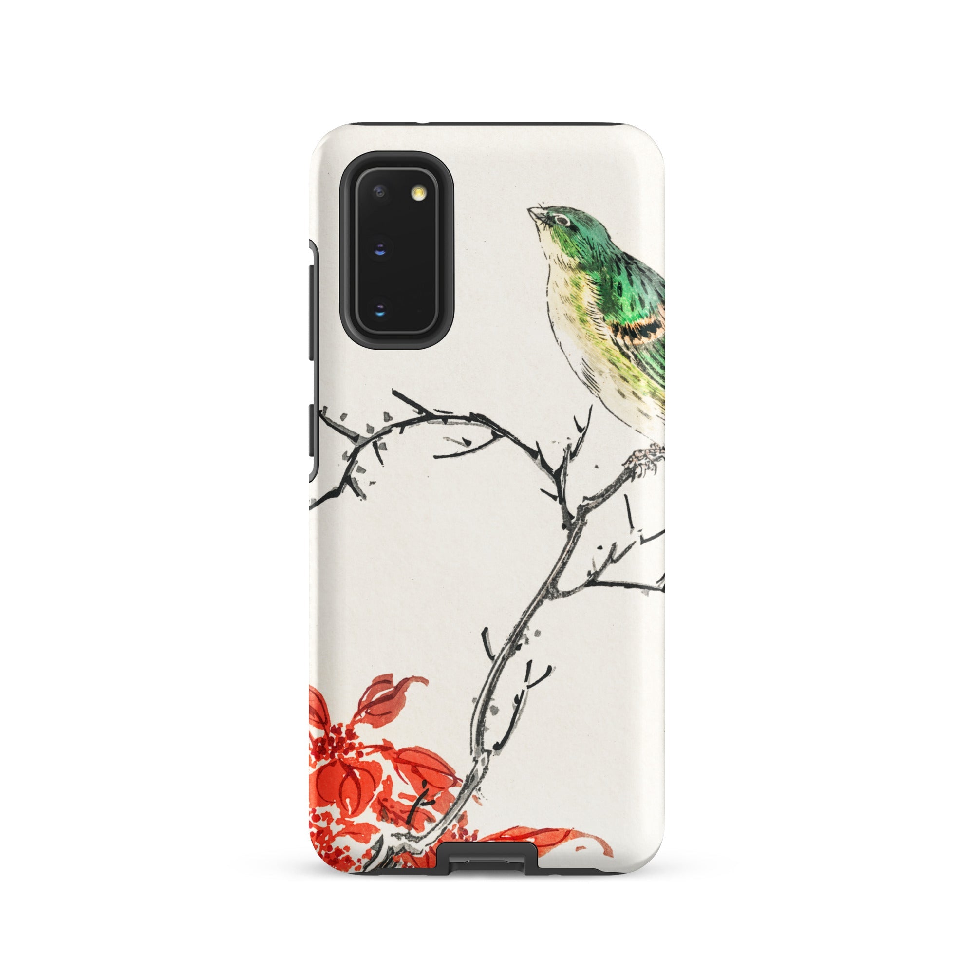 Yellow Bunting Bird Numata Kashu Samsung Case, Galaxy S20 / Matte, White Smartphone Case Colorful Bird Branch Design