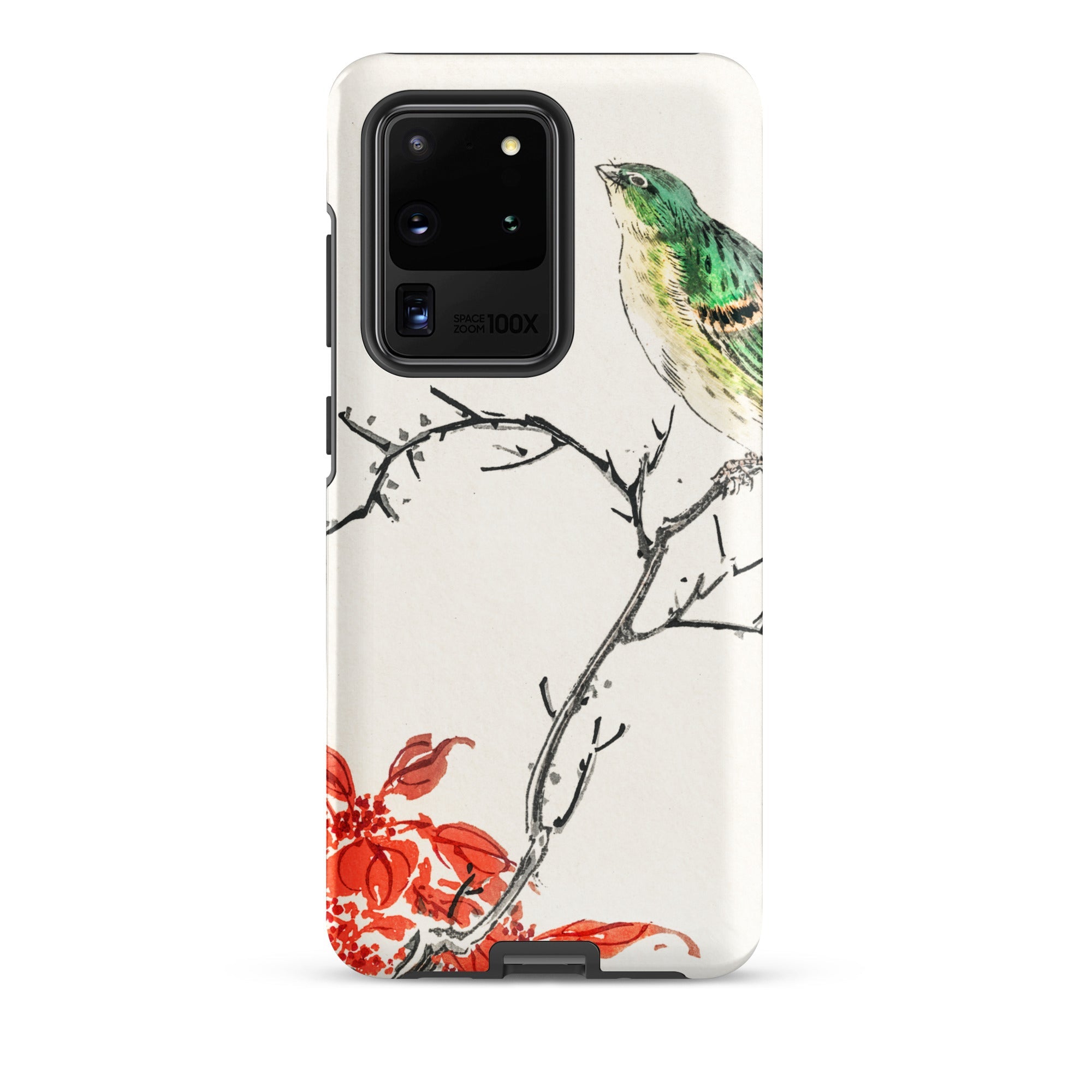 Yellow Bunting Bird Numata Kashu Samsung Case, Galaxy S20 Ultra / Matte, White Smartphone Case Artistic Depiction Green Bird Branch