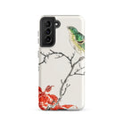 Yellow Bunting Bird Numata Kashu Samsung Case, Galaxy S21 / Matte, White Smartphone Case Bird Branches Design