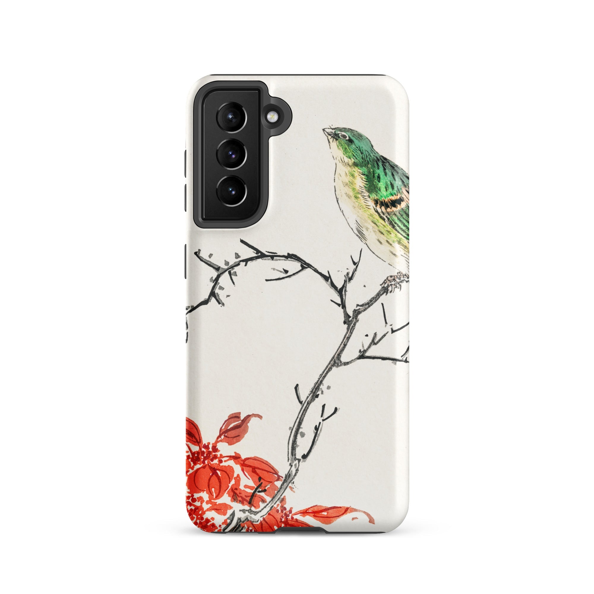 Yellow Bunting Bird Numata Kashu Samsung Case, Galaxy S21 / Matte, White Smartphone Case Bird Branches Design