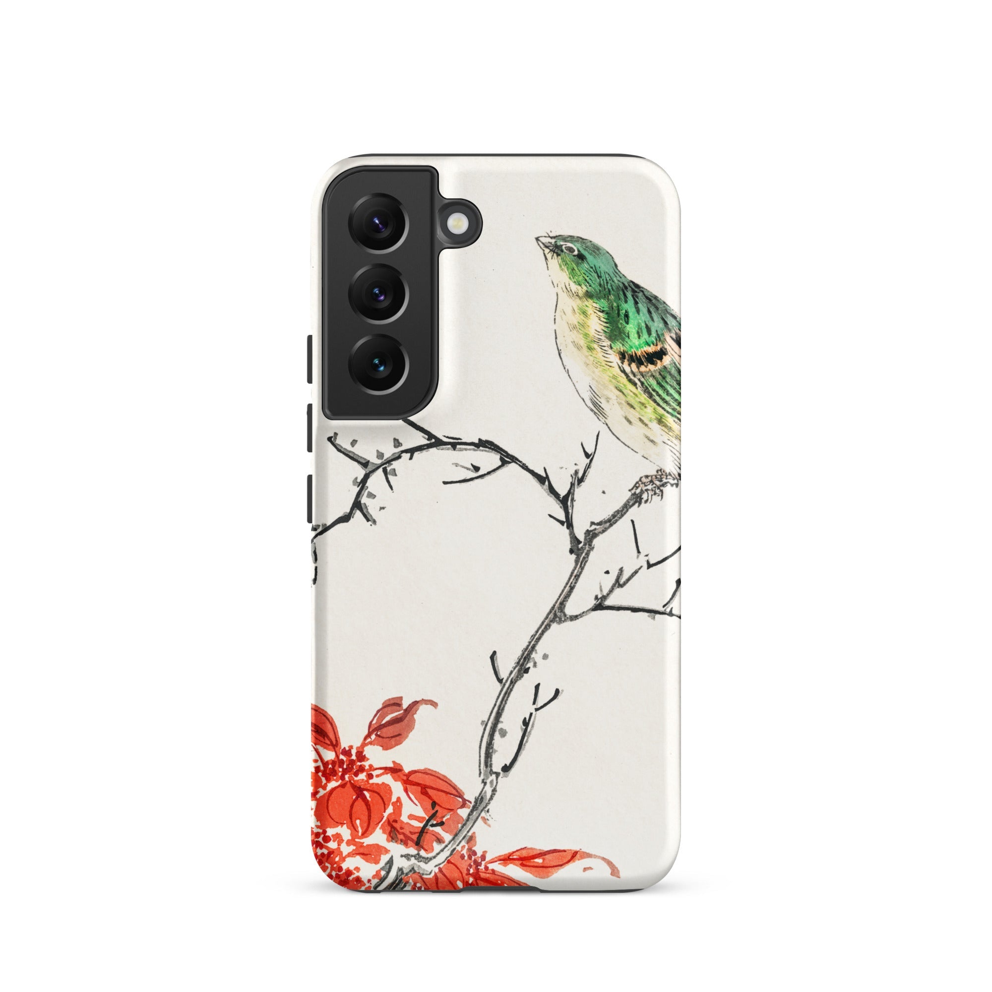 Yellow Bunting Bird Numata Kashu Samsung Case, Galaxy S22 / Matte, White Phone Case Painted Bird Branch Red Leaves
