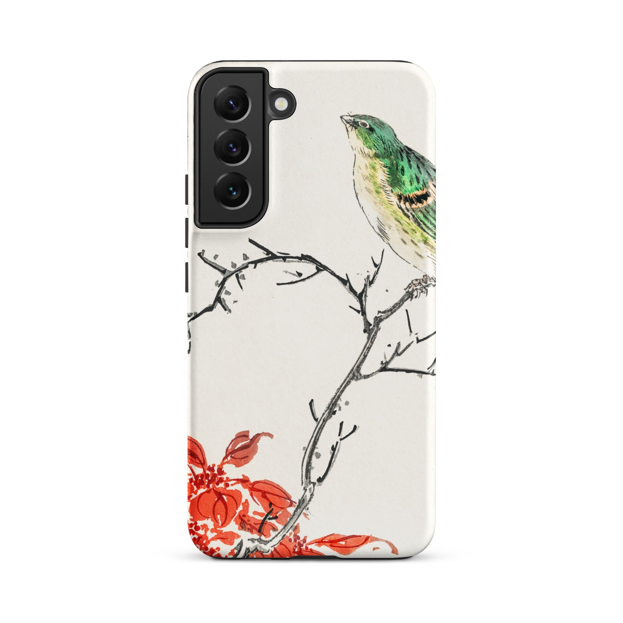 Yellow Bunting Bird Numata Kashu Samsung Case, Galaxy S22 Plus / Matte, White Smartphone Case Painted Green Bird Branch Red