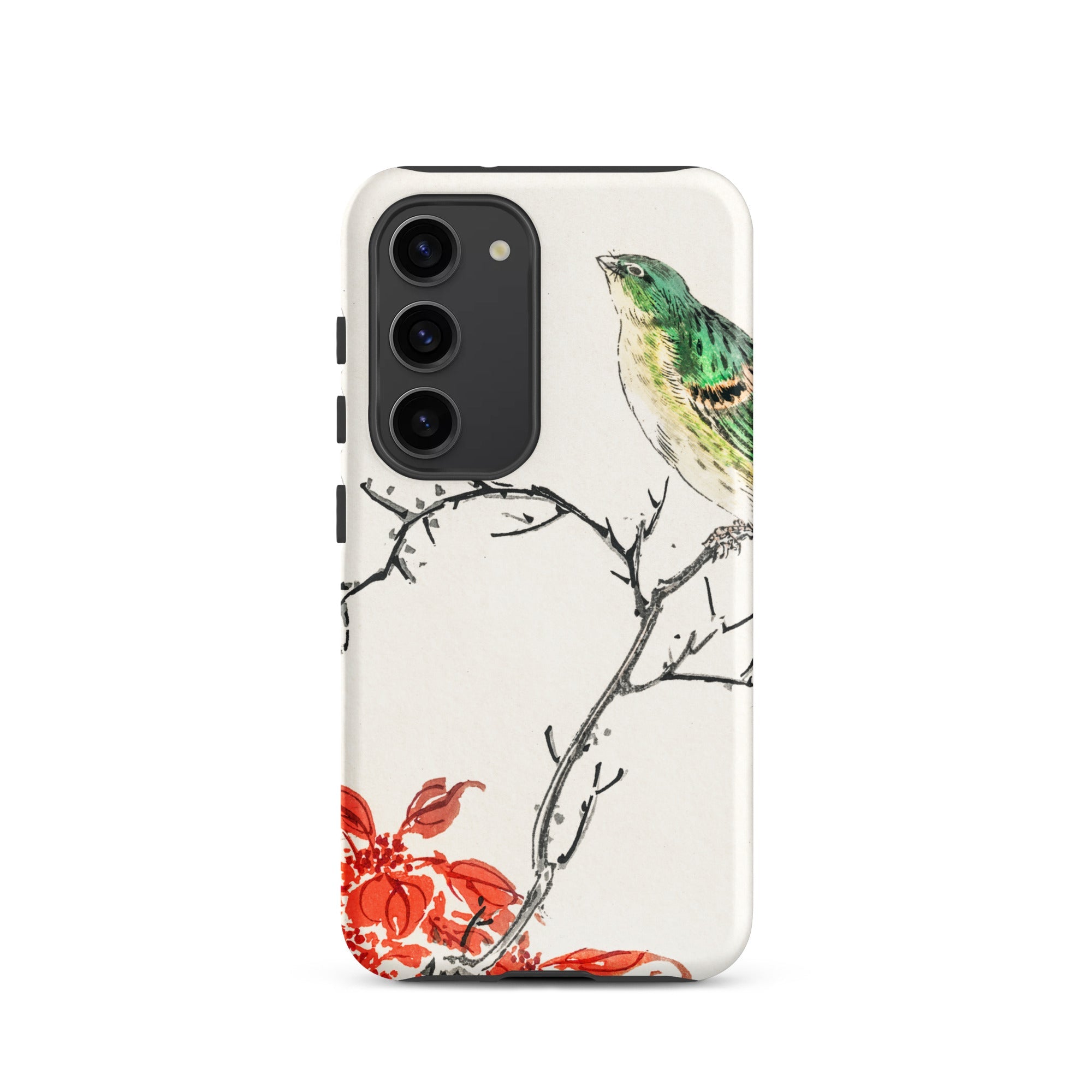 Yellow Bunting Bird Numata Kashu Samsung Case, Galaxy S23 / Matte, White Smartphone Case Artistic Design Green Bird Branch