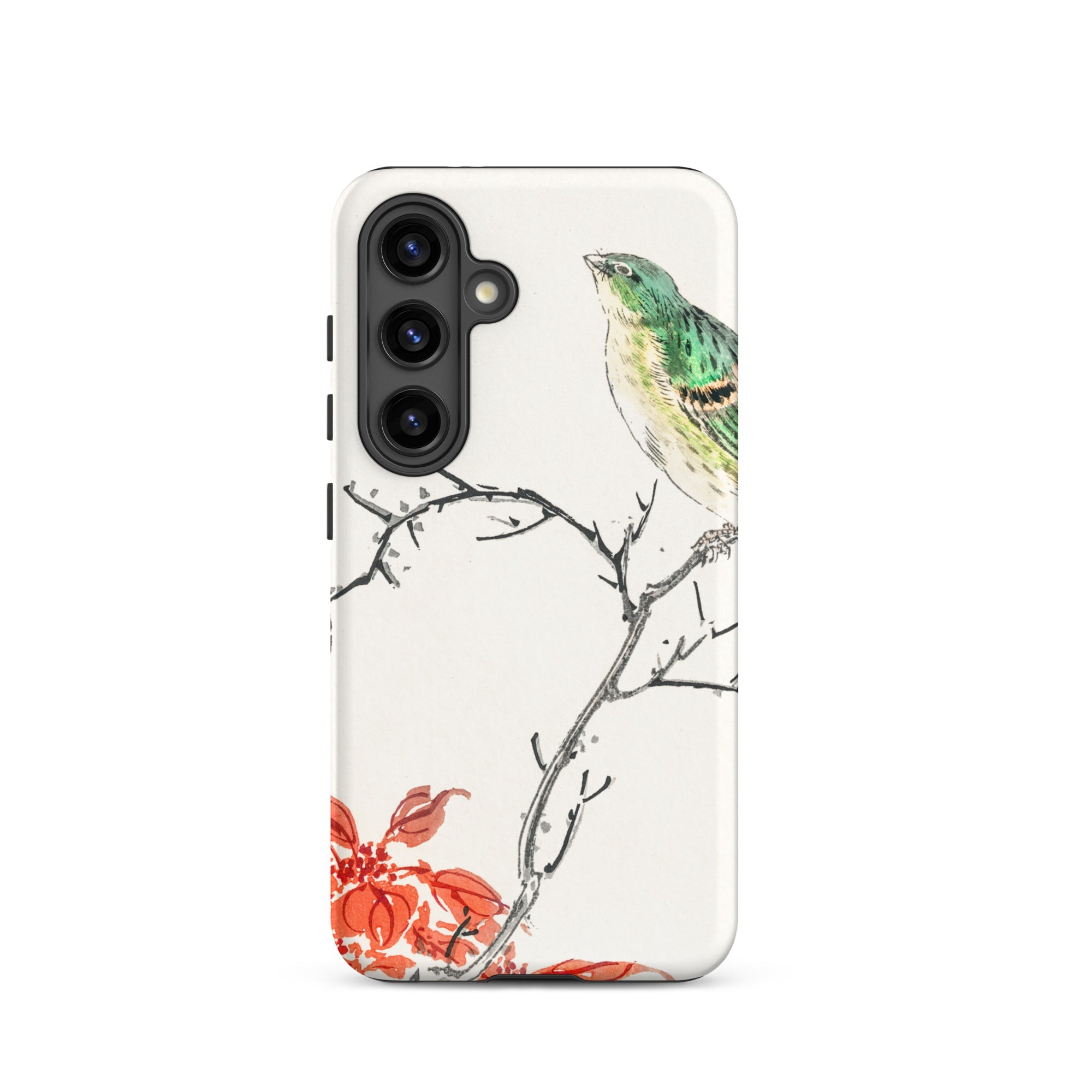 Yellow Bunting Bird Numata Kashu Samsung Case, Galaxy S24 / Matte, White Phone Case Bird Branches Design