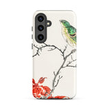 Yellow Bunting Bird - Numata Kashu Samsung Case, Galaxy S24 Plus / Matte, White Smartphone Case Artistic Design Green Bird Tree