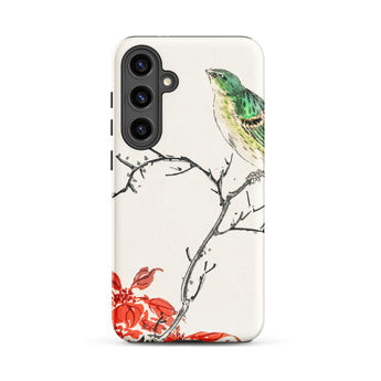 Yellow Bunting Bird - Numata Kashu Samsung Case, Galaxy S24 Plus / Matte, White Smartphone Case Artistic Design Green Bird Tree
