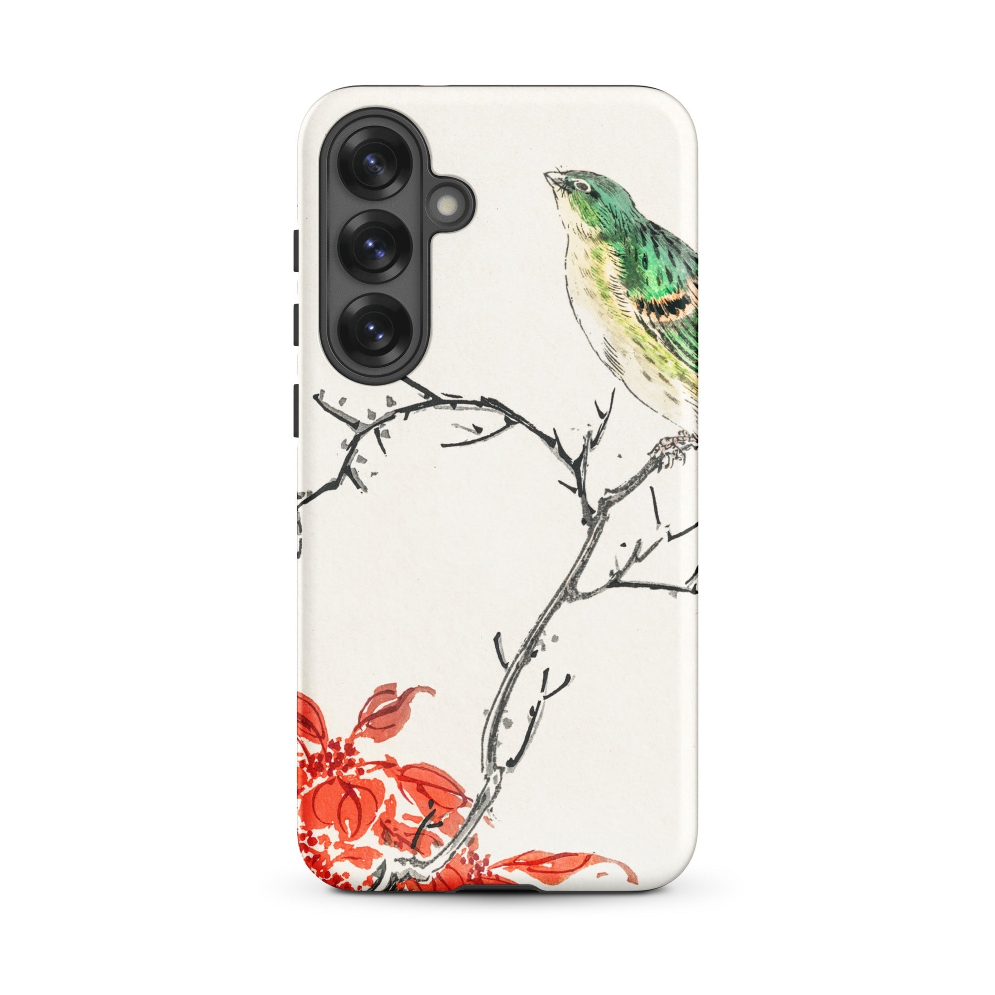 Yellow Bunting Bird Numata Kashu Samsung Case, Galaxy S25 Plus / Matte, White Smartphone Case Green Yellow Bird Branch Red