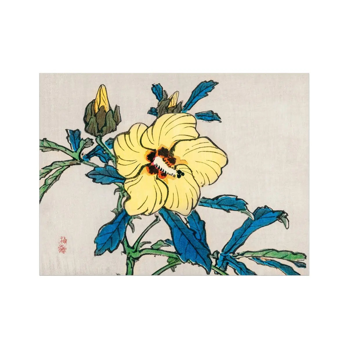 Golden Hibiscus - Kōno Bairei Meiji Era Art Print Posters Prints & Visual Artwork