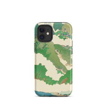 The Yellow River - Fukuda Bisen Iphone Case, 12 Mini / Matte, Green Beige Patterned Phone Case