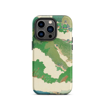 The Yellow River - Fukuda Bisen Iphone Case, 14 Pro / Matte, Iphone Case Green Beige Landscape Design