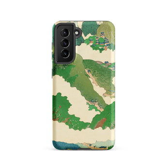 The Yellow River - Fukuda Bisen Samsung Case, Galaxy S21 / Matte, Phone Case Scenic Landscape Design Green Mountains White