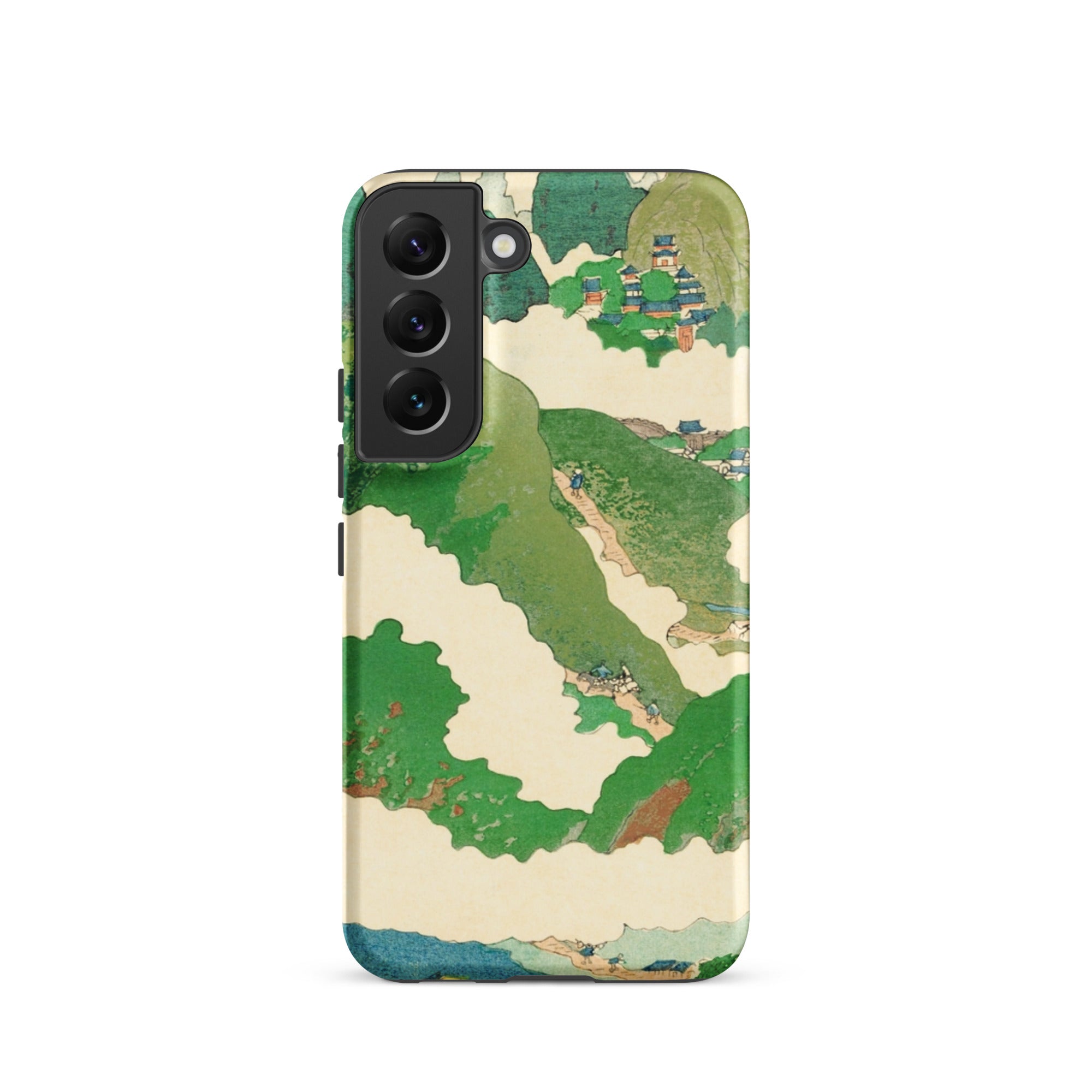 The Yellow River Fukuda Bisen Samsung Case, Galaxy S22 / Matte, Smartphone Case Green Beige Landscape Design