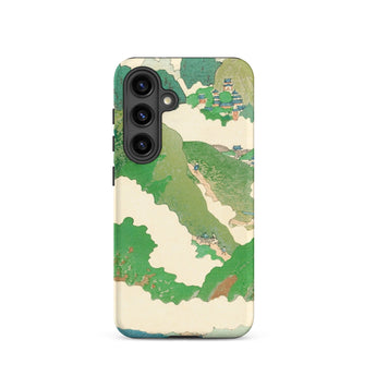 The Yellow River - Fukuda Bisen Samsung Case, Galaxy S24 / Matte, Phone Case Stylized Landscape Design Mountains Buildings Shades