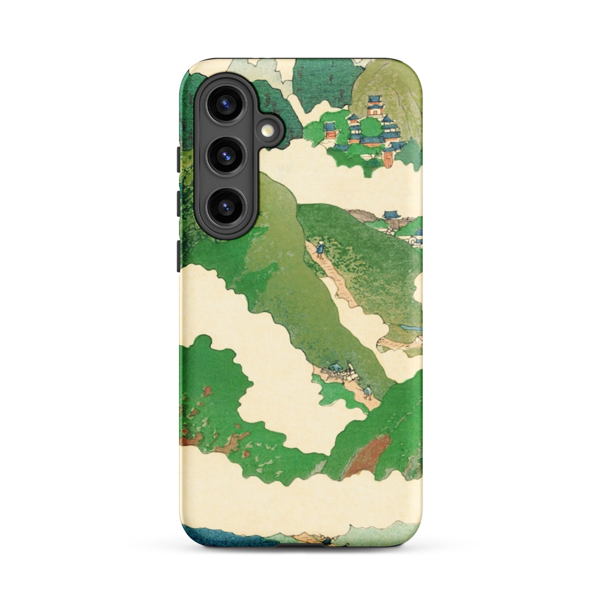 The Yellow River Fukuda Bisen Samsung Case, Galaxy S24 Plus / Matte, Smartphone Case Green Beige Landscape Design