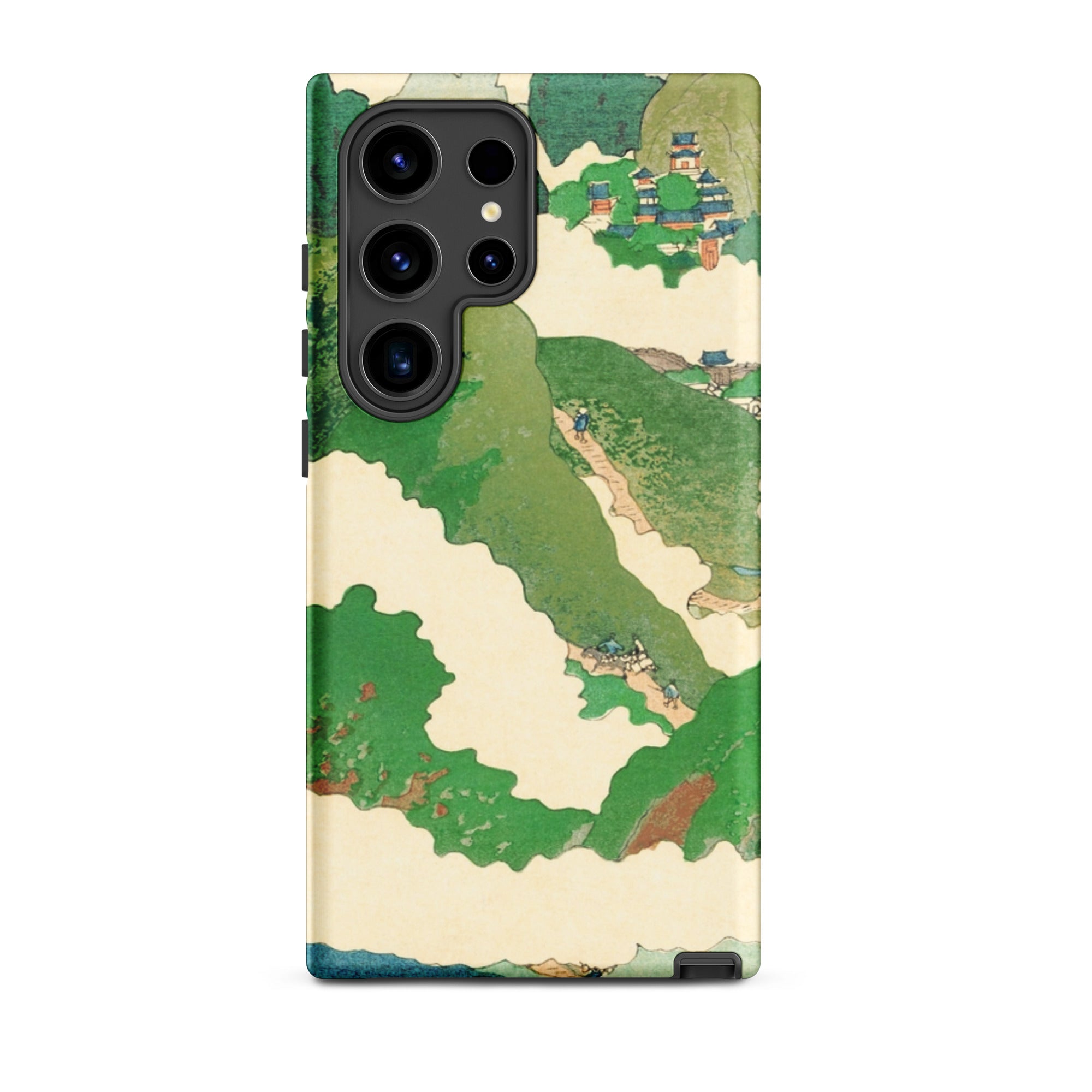 The Yellow River Fukuda Bisen Samsung Case, Galaxy S24 Ultra / Matte, Smartphone Nature Themed Protective Case Landscape Green Hills Clouds