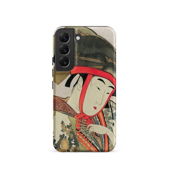 Yoshiwara Suzume - Utamaro Ukiyo-e Phone Case Samsung Galaxy S22 / Matte Phone Case Traditional Japanese Woodblock Print Geisha Black