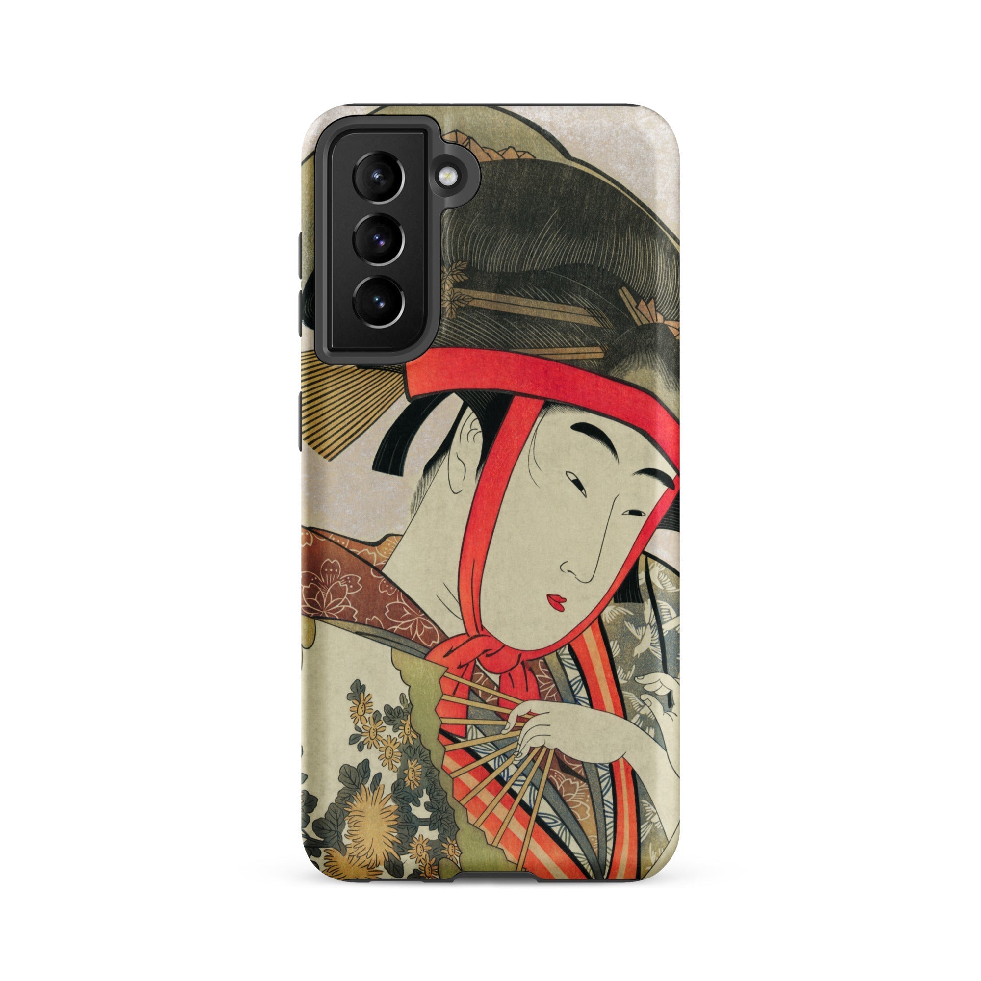 Yoshiwara Suzume Utamaro Ukiyo e Samsung Case, Galaxy S21 Fe / Matte, Smartphone Case Japanese Ukiyo Print Woman Red Headscarf