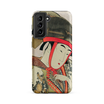 Yoshiwara Suzume - Utamaro Ukiyo-e Samsung Case, Galaxy S21 Fe / Matte, Smartphone Case Japanese Ukiyo-e Print Woman Red Headscarf