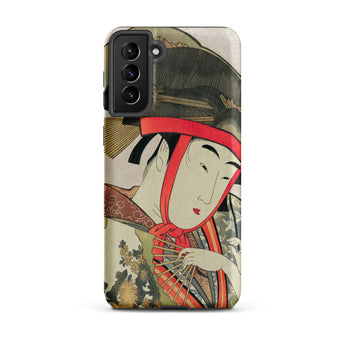 Yoshiwara Suzume - Utamaro Ukiyo-e Samsung Case, Galaxy S21 Plus / Matte, Phone Case Traditional Japanese Ukiyo-e Print Person Fan